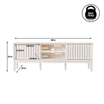 Gennaro 58 in. Farmhouse 3-Storage Sliding Door TV Stand Fits TVs up to 65 in. with Cable Management - JONATHAN Y